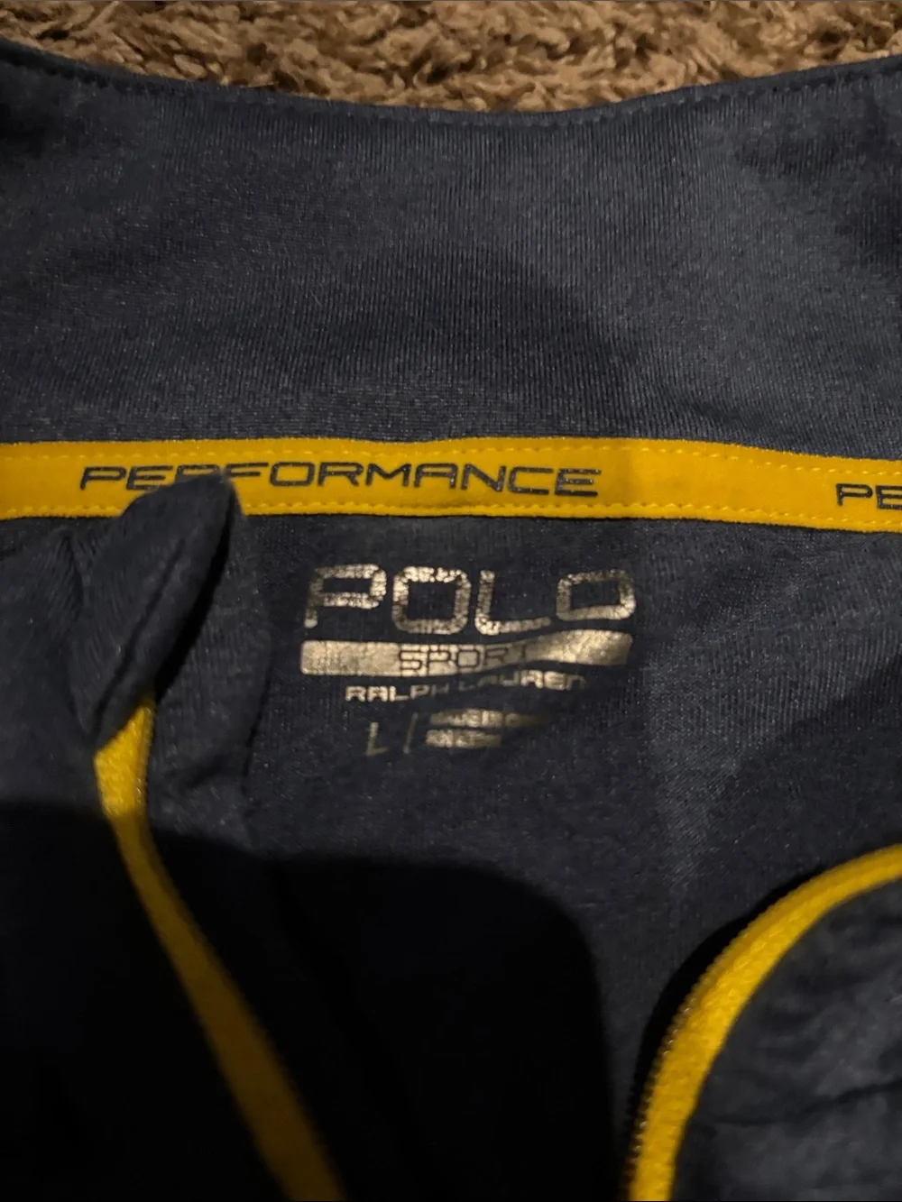 Polo by Ralph Lauren Navy Quarter-Zip Pullover with Yellow Accents